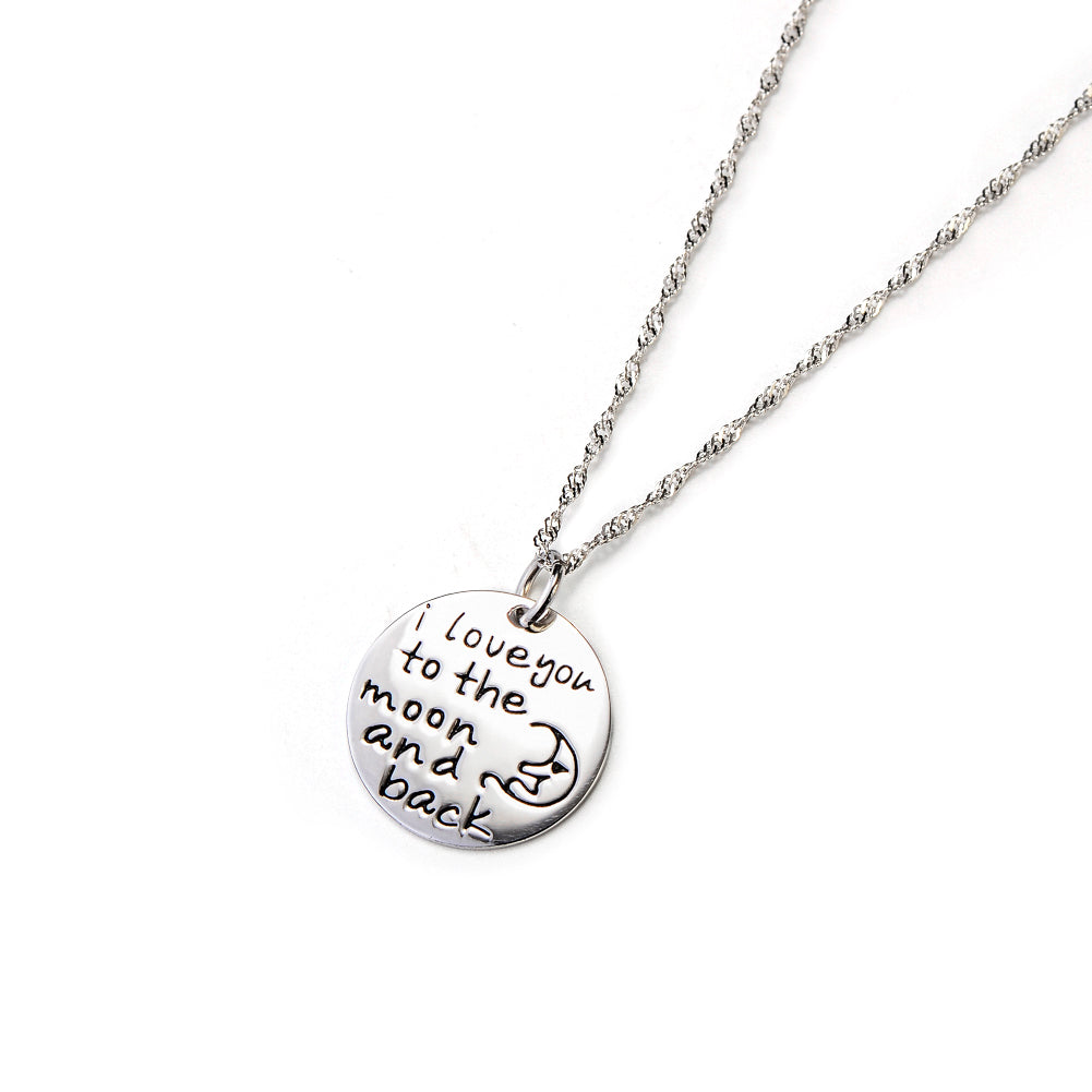 Sterling Silver Necklace with "I love you to the moon and back" Pendant