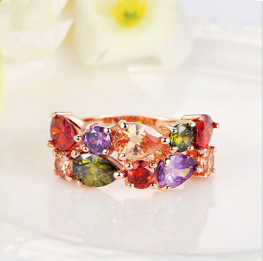 Multicolored Women's Zircon Ring