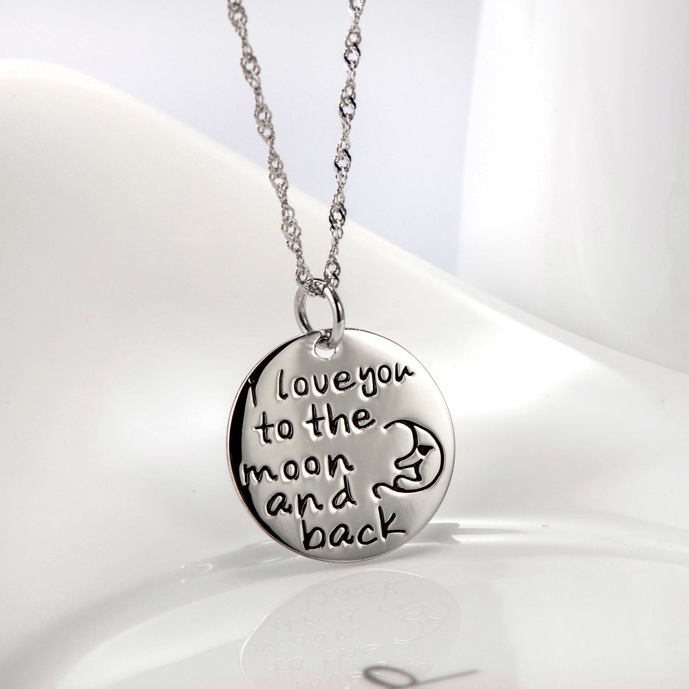 Sterling Silver Necklace with "I love you to the moon and back" Pendant