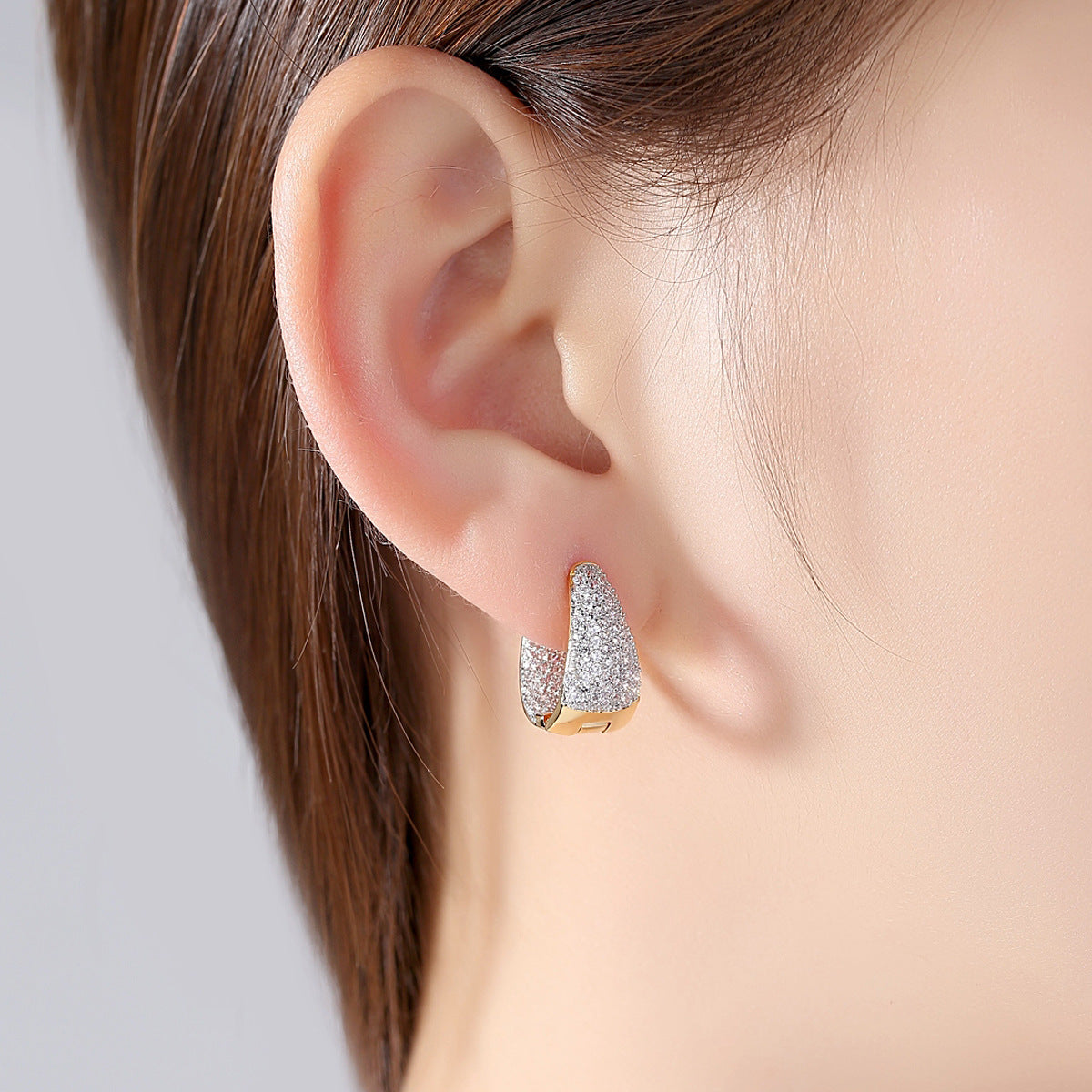 18K Gold Plated Pave Zircon Earrings