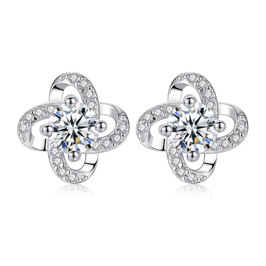 Sterling Silver Four Leaf Clover Stud Earrings