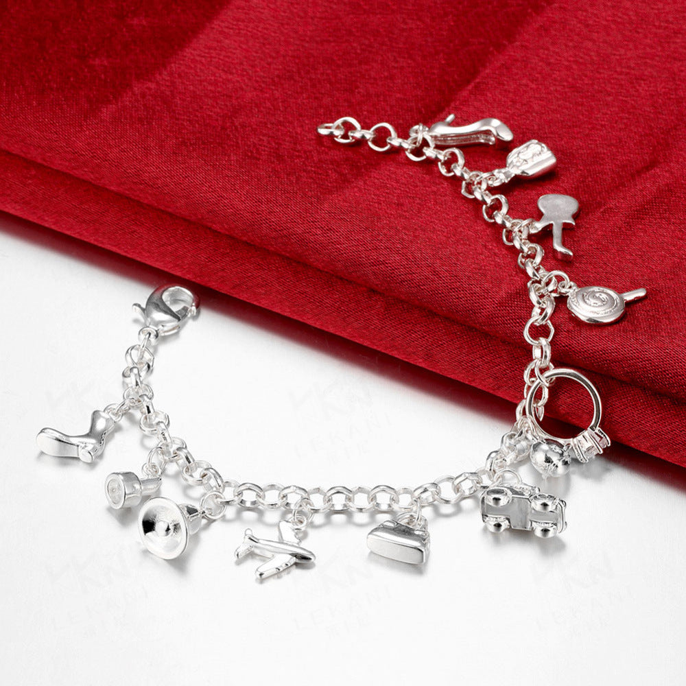Silver Bracelet with Assorted Charms