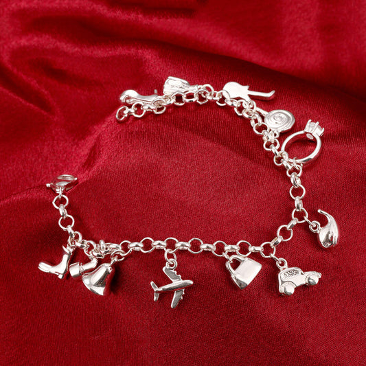 Silver Bracelet with Assorted Charms