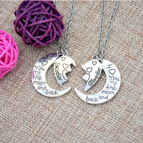 I Love You To The Moon And Back Mother Daughter Necklace