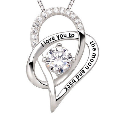 I Love You To The Moon and Back Heart-Shaped Pendant Necklace