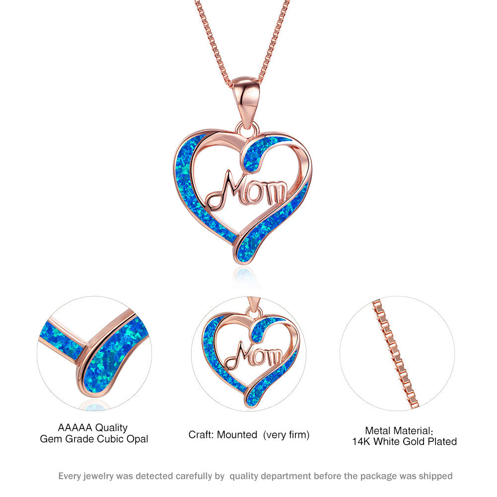 Heart-shaped MOM Pendant Necklace