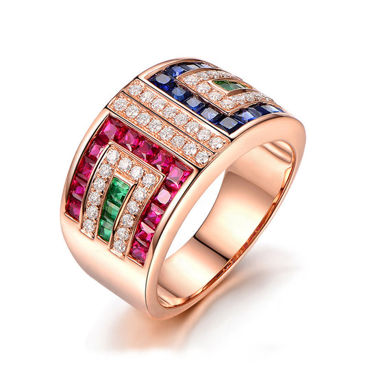 Luxury Colorful Zircon Cocktail Party Women's Ring
