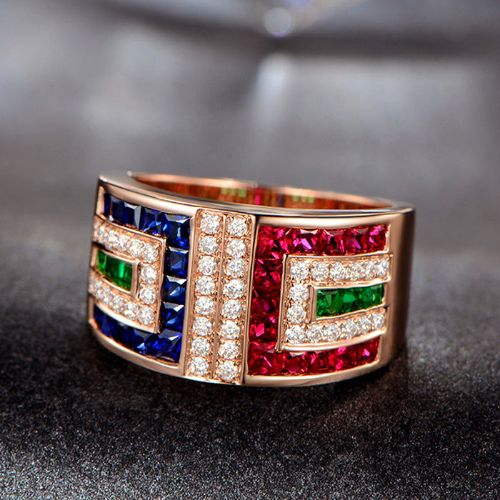 Luxury Colorful Zircon Cocktail Party Women's Ring