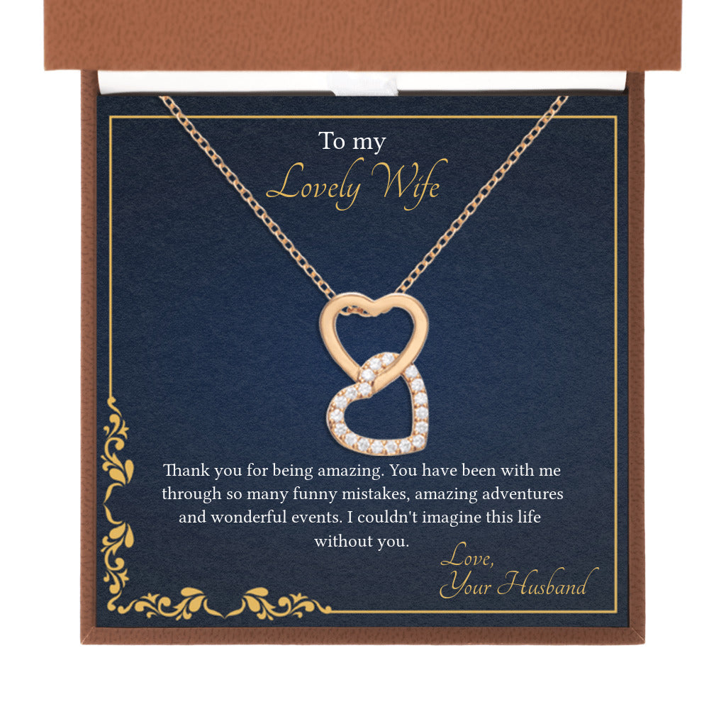 Two Lovers - Interlocked Hearts Necklace To My Wife