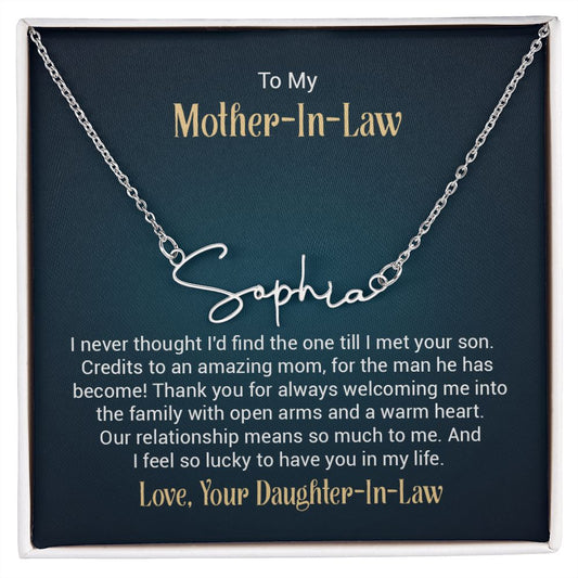 Signature Name Necklace For Mother-In-Law